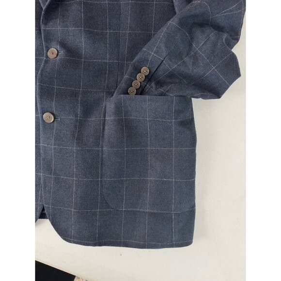 TASSO ELBA Men's Charcoal Gray W/ Brown Stripe Square Pattern Sport Coat 42R - Picture 6 of 9